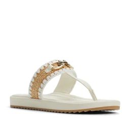 Aldo Women's White T-Strap Sandals-image-9