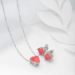 Silberry 92.5 Sterling Silver Peachy Vibe Necklace Set-16