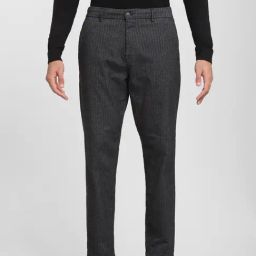SELECTED HOMME Grey Cotton Slim Fit Striped Trousers-image-90