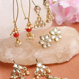 Karatcart Handcrafted Kundan Dangler & Stud Earrings - Set of 4-27
