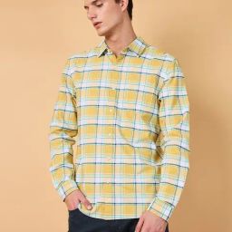 Wrangler Yellow Cotton Regular Fit Checks Shirt-image-6