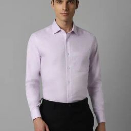 Men Lilac Classic Fit Textured Full Sleeves Formal Shirt-image-58