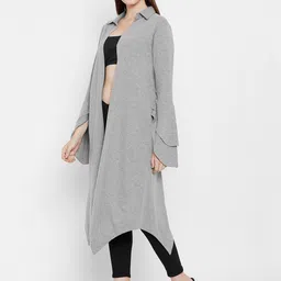Hypernation Grey Solid Open Front Shrug image 3