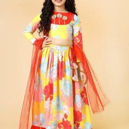 A.T.U.N. Kids Yellow and Red Printed Lehenga Choli-image-17