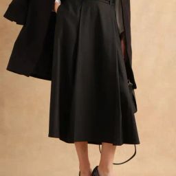 RAREISM Black Blended Solid Skirt-image-80