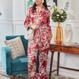 Dusk Attire Red Kiss of Flower Co-ord Set-image-92