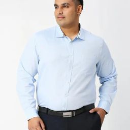 Thomas Scott Light Blue Regular Fit Textured Formal Shirt-image-31
