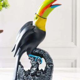 Smokey Cocktail Black & Yellow Resin Toucan Tropican Bird Sculpture-image-95