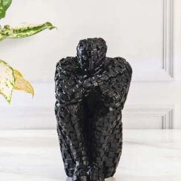 Smokey Cocktail Black Resin Brick Man Sculpture-image-50