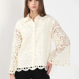 Vero Moda White Self Pattern Casual Shirt-picture-3