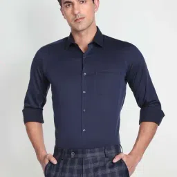 Arrow Navy Slim Fit Cotton Shirt-picture-16