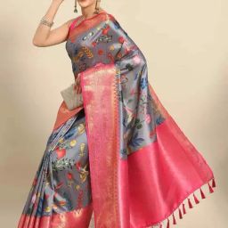 Silk Land Silk Grey Woven Saree With Unstitched Blouse-image-62