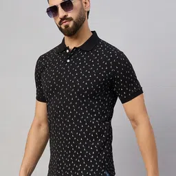 XYRIS Men Conversational Printed Polo Collar T-shirt-image-70