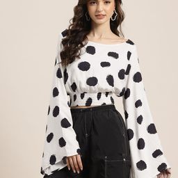 HERE&NOW Floral Print Bell Sleeves Blouson Top-image-14