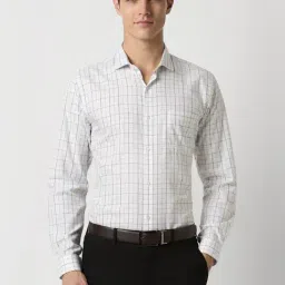 Peter England White Slim Fit Checks Shirt-picture-26