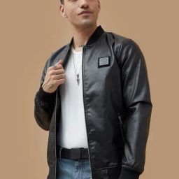Smileyworld Black Regular Fit Bomber Jacket-picture-12