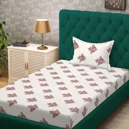 KLOTTHE Cotton Single Bed Size Bedsheet With 1 Pillow Covers 2.25 m X 1.50 m-image-82