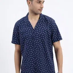 showoffff Showoff Navy Blue Cotton Relaxed Fit Printed Shirt-picture-10