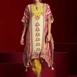 Libas Art Ethnic Motifs Printed Round Neck Kaftan With Dhoti Pants & Inner-image-26