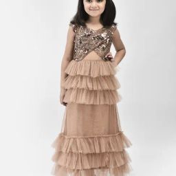 Eavan Kids Beige Embellished Gown-image-59