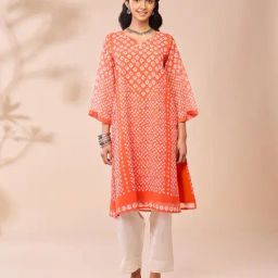 Daali Orange Regular Fit Printed Kurtas-43