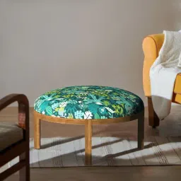 Chumbak Bohemian Tropical Ikat Green Sheesham Wood Ottoman-image-87