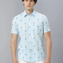 CAVALLO by Linen Club Blue Regular Fit Printed Shirt-picture-20