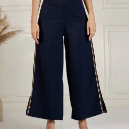 Marie Claire Navy Striped Flared Trousers-picture-44