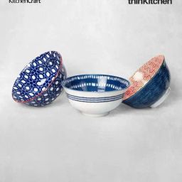 KitchenCraft 3-Piece Multicolor Medium Greek Style Ceramic Bowl Set-20