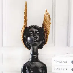 Smokey Cocktail Black Resin Winged Hat Handmade Sculpture-image-43