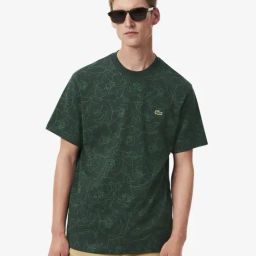 Lacoste Green Classic Fit Floral Print T-Shirt-image-75