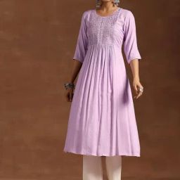 Libas Lavender Regular Fit Floral Kurta-image-64