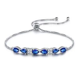 Peora Silver Plated Blue Cubic Zirconia Studded Adjustable Fancy Bracelet-image-85