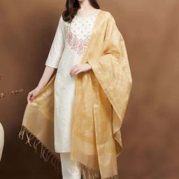 Melange By Lifestyle Gold Regular Fit Embroidered Dupatta-44