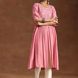 Libas Peach Regular Fit Striped Kurta-image-82