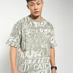 People By Pantaloons Grey Cotton Boxy Fit Printed T-Shirt-picture-49