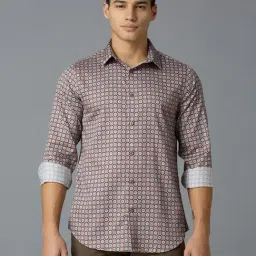 Reid & Taylor Maroon Cotton Slim fit Print Shirt-picture-43