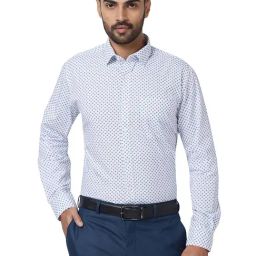 Raymond Sky Blue & White Slim Fit Printed Shirt-image-16