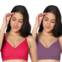 IN CARE Magenta & Purple Full Coverage Non-Wired T-Shirt Bra - Pack of 2-image-0