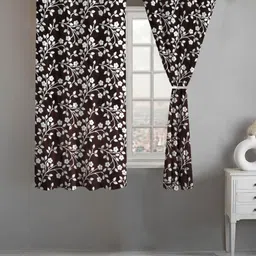 Lunar Days Brown and White 2 Pieces Floral Room Darkening Window Curtains-image-30