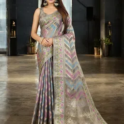 KIMISHA Woven Design Zari Organza Banarasi Saree-image-57