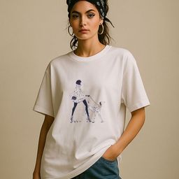 GRACE & JACK Humour & Comic Printed Round Neck Cotton Oversized Casual T-shirt-image-13