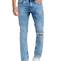 Being Human Blue Slim Straight Distressed Jeans-image-7