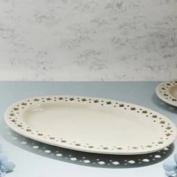 Fabindia Home Aakrarik Cutwork White Ceramic Serving Platters-image-7