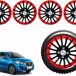 Auto Pearl CBR10 R13  33.02 cm (13 Inch) Press Type Wheel Hubcap with Retention Ring Glossy Black Red Wheel Cover for Datsun Datsun GO D Petrol (Set of 4)-image-57