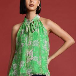 all about you Floral Print Tie-Up Neck Top-image-51