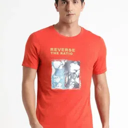 Wildcraft Orange Cotton Regular Fit Printed T-Shirt-image-91