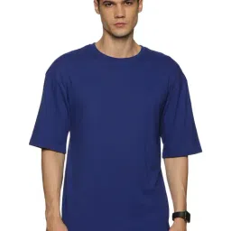 IMPACKT Blue Loose Fit Cotton Oversized Crew T-Shirt-picture-34