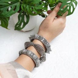 Teejh Silver-Plated Feral Stacked Bracelets for Women - Set of 3-picture-10