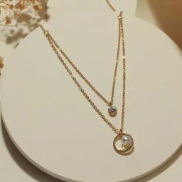 Aatmana Gold-Plated Cubic Zirconia & Pearl Studded Layered Necklace-image-18